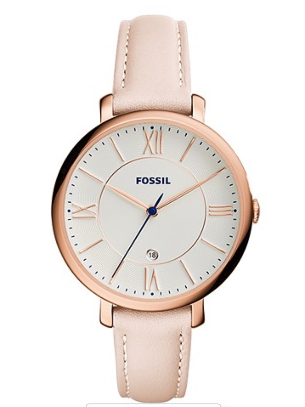 Fossil Rose Gold Watch with Blush Suede Strap